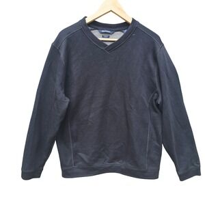 Cutter & Buck Mens V Neck Pullover Sweatshirt Black Pima Cotton Blend‎ Casual M